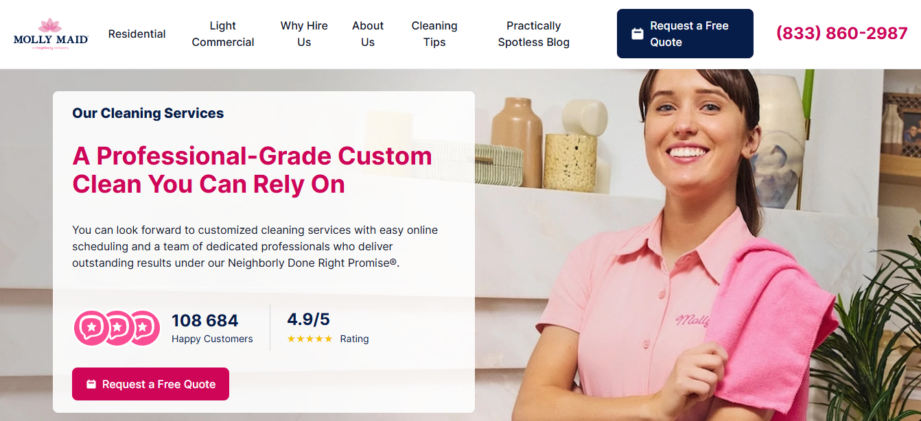 Molly Maid: Best for Reliability and Accountability
