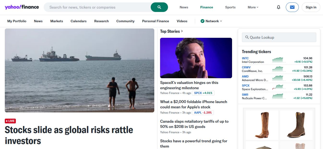 Yahoo Finance Daily Tracker