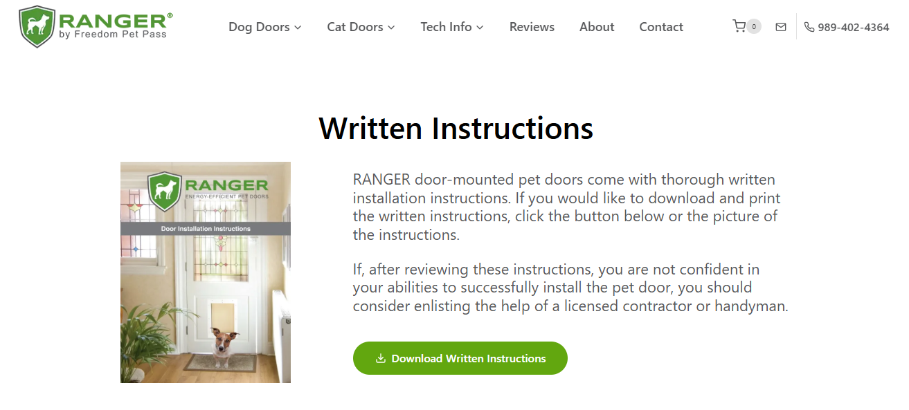 RANGER Pet Door Installing Instructions